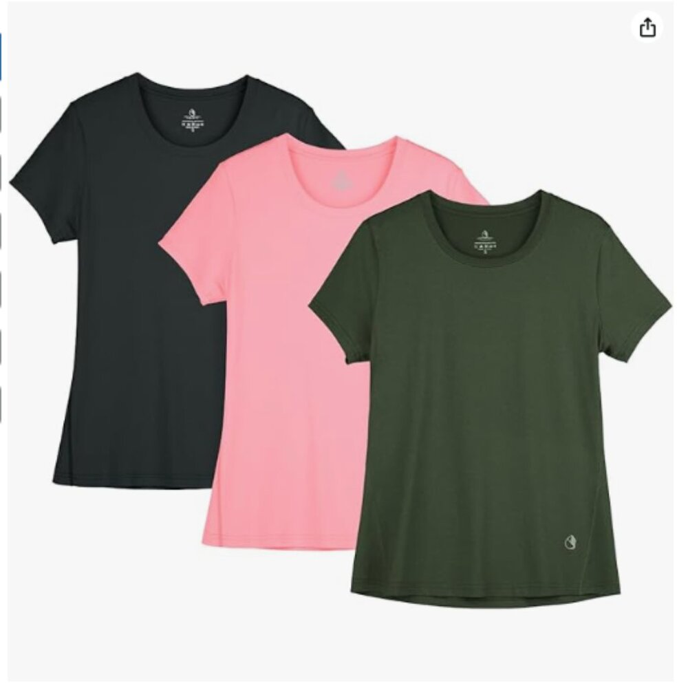 icyzone Workout Running Tshirts for Women - Fitness Athletic Yoga Tops - XL